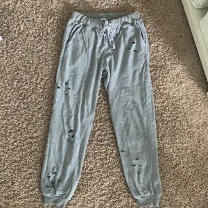 Gray distressed joggers